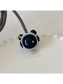 4pcs Cute & Fun UK Designed 20W Fast Charger Accessories Set - Protective Case, Cable Protector Sleeve (Cat Paw/Lightning Dinosaur/Glasses Dog/Astronaut Pattern, Charger Head & Cable Not Included) - Multicolor - View 9