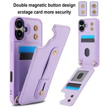 OUKNOEO 時尚人造皮革斜跨手機包,相容 iPhone 17e Air 16e 15 14 13 Pro Max Plus S26 S25 Edge S24 Ultra A37 A57 Z Fold 7 6 5 4,附手腕帶與長掛繩 - 紫色 - 查看 10