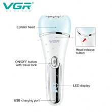 VGR IPX7 Waterproof 6in1 Grooming Kit Lady Shaver Epilator Rechargeable Foot Callus Remover V-733 - Pink - View 8