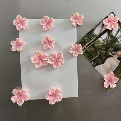 12 st Pink Sakura kylskåpsmagneter, söta dekorativa magneter, kontorsklistermärken, kylskåpsmagneter lämpliga för kontorsskrivtavlor, förvaringsskåp, diskmaskiner, köksinredning, heminredning, alla hjärtans dag present