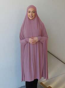 1 Peça Acessório Abaya Feminino, Véu Grande Macio e Liso para Cobrir o Queixo, para Peregrinação, Lenço de Cabeça Turbante com Mangas