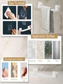 1pc,Self-Adhesive Towel Rack, Slipper Rack, Hand Towel Hook And Short Plastic Wall Mounted Shelving For Kitchen, Bathroom And Laundry - Multicolor - View 4