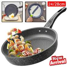 28cm/26cm/24cm Non-Stick Frying Pan Fry Cooking Cookware Durable, Lightweight, Cool-Handle, Perfect For Everyday Cooking Kitchen Tool - Black - View 1