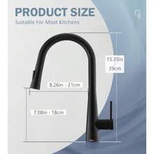 Black Kitchen Tap, Kitchen Tap With Pull Out Spray Stainless Steel Kitchen Mixer Tap Black Kitchen Sink Tap Kitchen Taps Matte Black - Matte Black - View 2