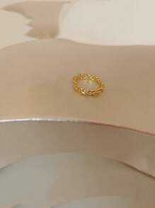 1 pieza Anillo argolla de cadena de diseño exclusivo chapado en oro de plata de ley 925, anillo geométrico estilo hip-hop abierto