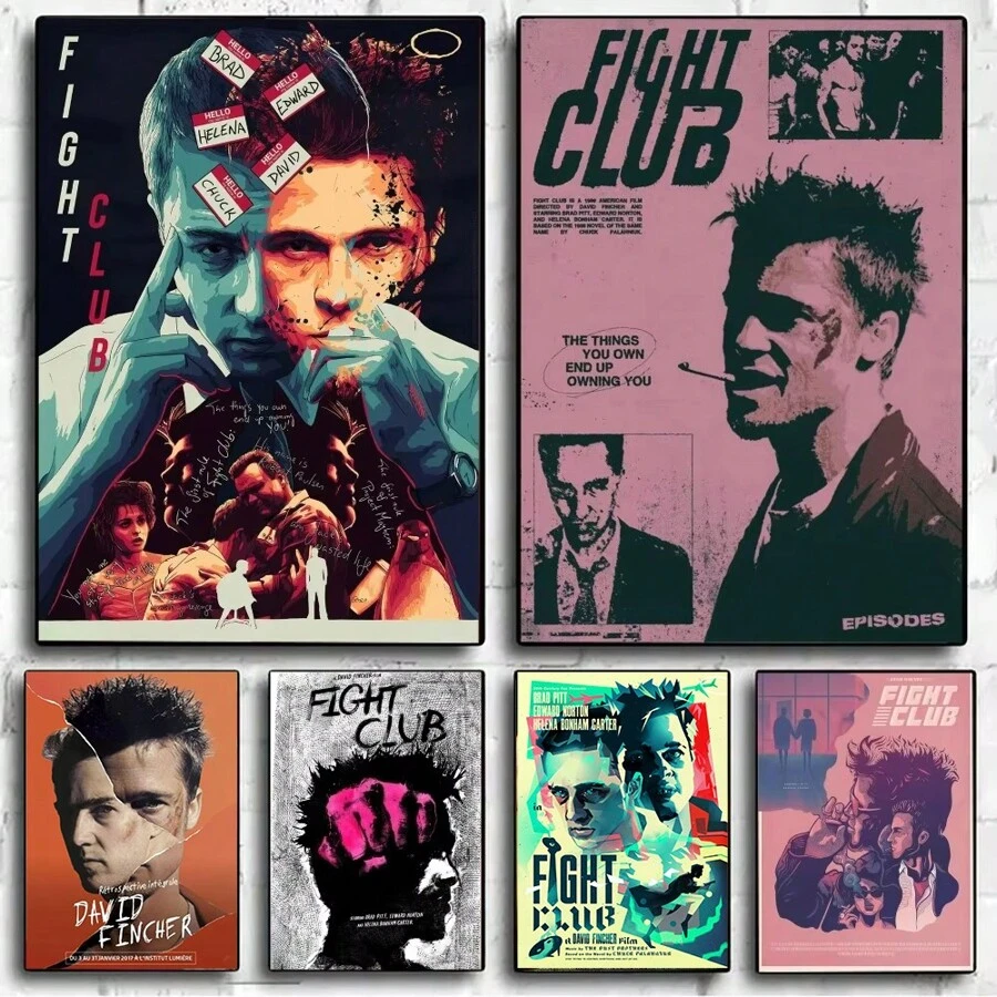 1 PIEZA Póster de música Póster de Club de la Pelea Sin marco Póster de papel Kraft de club de bar Póster vintage Pintura de arte de pared para dormitorio y estudio Pegatinas