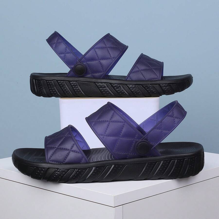 男士室内外拖鞋，防滑软底时尚 EVA 拖鞋，夏季休闲室内居家/办公室/沙滩凉鞋 - 藍色 - 查看 1