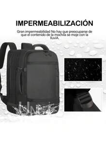 Mochila Uniuni Impermeable Expandible De Viaje Antirrobo - Negro - Ver 9