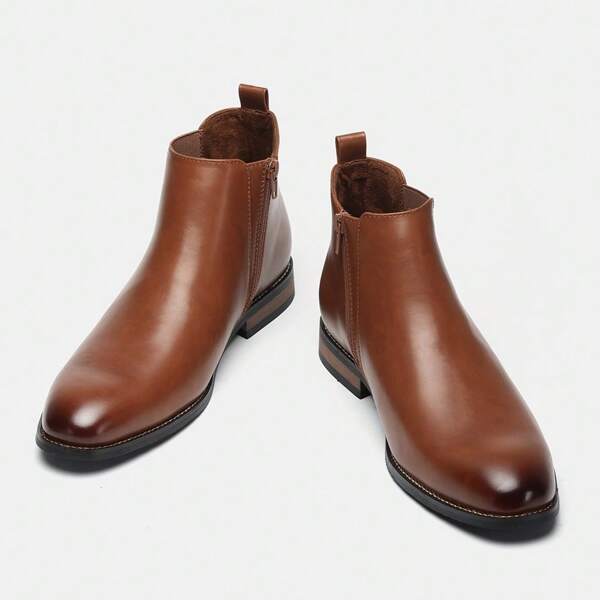 Herren Chelsea Stiefel, Business/Pendler, Seitlicher Reißverschluss, Gummisohle und -absatz, Vintage abgenutzte zweifarbige Obermaterialien, klassische Knöchelstiefel