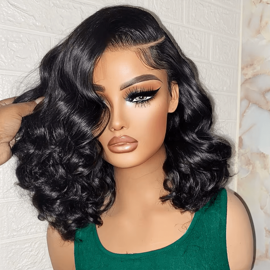 CEXXY Perruque Bob Body Wave 13x4 Perruque frontale en dentelle transparente Perruques de cheveux humains brésiliens Cheveux Remy vierges Densité 200%
