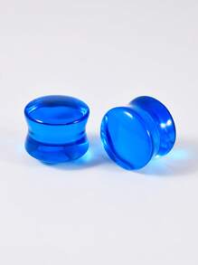1Pair Transparent Blue Glass Solid Ear Plug No Thread Ear Expander Strencher Ear Gauges Tunnel Body Piercing Jewelry For Male&Female Daily Wearing 6-30mm - Blue - View 14