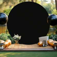 1 pieza de 5 pies/6 pies/6.6 pies(aprox. 1.5m/1.8m/2m) Cubierta de fondo redondo color rosa, azul claro, negro, blanco con hebilla de fibra de poliéster apta para decoración de arco de globos redondos para bodas, cumpleaños y fiestas - Negro - Ver 5