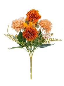 1 件/3 件人造绣球花、球形菊花丝绸花束假植物，适合春季婚礼花瓶，适用于家庭餐厅卧室装饰、母亲节情人节节日生日派对配件、户外花园装饰秋季 - 橘色 - 查看 11