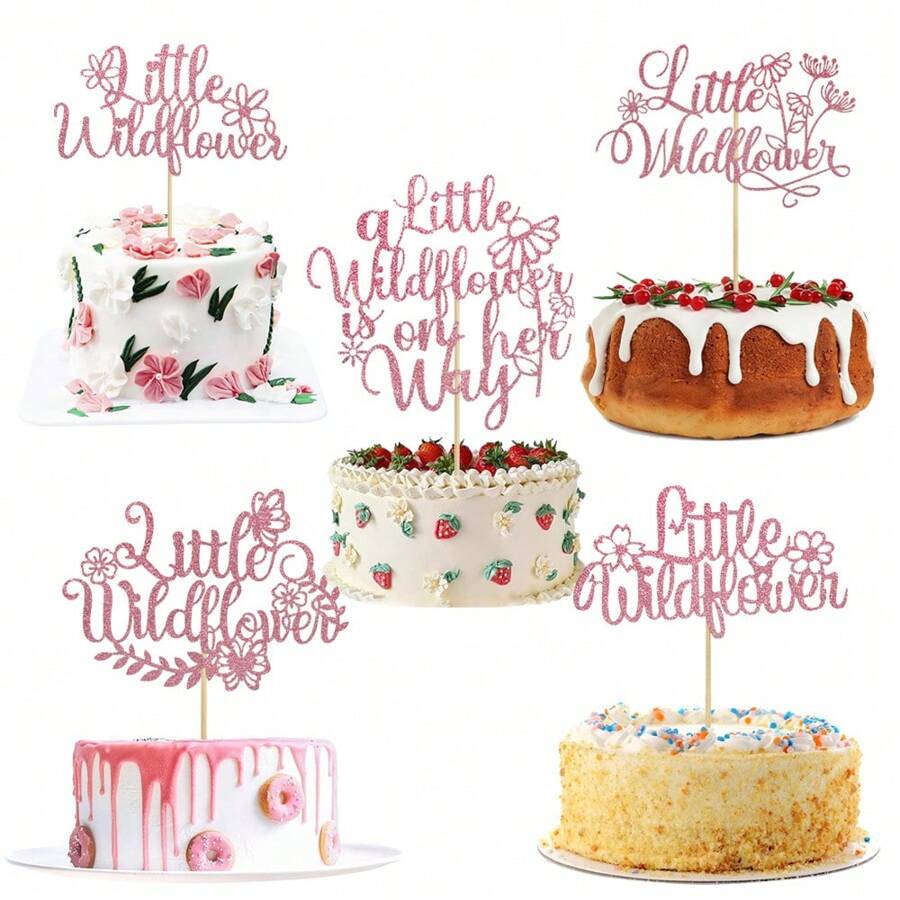 1pc Little Wildflower Cake Topper,Shower Decorations, Welcome Cake ...