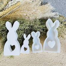 2 件复活节兔子硅胶模具适用于树脂、混凝土、蜡烛 DIY 工艺品 - 手工铸造工具 - 白色 - 查看 3
