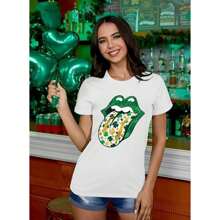 St Patrick's Day Shirts For Women Irish Shirt St Patty's Tshirt Lucky Comfort Colors T-Shirts Graphic T-Shirts Oversized Short Sleeve Shirts For Women - White - View 2