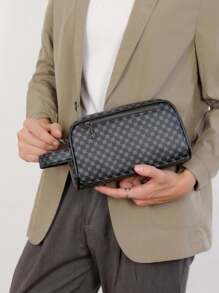 Men's PU Leather Printed Dopp Kit, Travel Shaving Set, Wrist Pouch, Anti-Theft Business Wallet, Clutch Wallet, Suitable For Teens, Casual Outdoor, Athletic, Vacation, Travel, Graduation Gifts, Birthday Dress Accessories - Multicolor - View 1