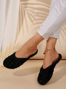2025 New Retro Chinese Style Elegant Lady Casual Slippers, Summer Fashion - Black - View 4