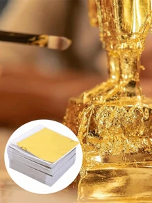 100 片仿金箔适用于艺术、镀金、绘画、家具装饰、仿金箔板 - 彩色 - 查看 2