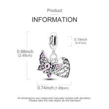 1pc Silver Color Exquisite Cubic Zirconia Women's Health Butterfly Love Pendant Charm Fit Snake Bracelet Necklace DIY Jewelry Making Beads Anniversary Gift For Girl