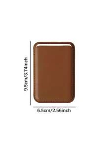 1 pieza Soporte de tarjetas magnético de piel sintética, estuche compacto y práctico para tarjetas, compatible con 12/13/14/15/16 con pegatina trasera para almacenar tarjetas bancarias/de identificación/de acceso y monedas