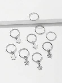 6/9/11 件时尚蝴蝶、星星、硬币吊坠编织发圈，适合时尚女孩 - 彩色 - 查看 7