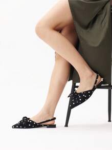 Pasuot Women's Sandals Have A Unique Bow Polka Dot Design, Pointed Flat Heels Of Fashion Sandals, Suitable For Parties, Holidays And Other Places