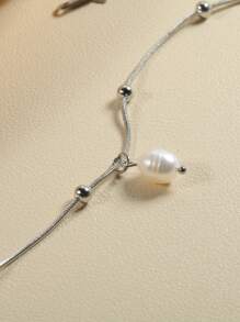 1 件百搭不对称淡水珍珠手链，串珠细节蛇形设计女士手链，理想的复活节礼物珠宝 - 不規則珍珠手鍊 - 查看 8