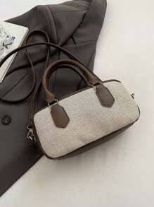 Bolso de hombro y cruzado de unicolor versátil y de moda, minimalista y práctico multifuncional - Caqui - Ver 4