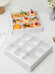 2pcs/4pcs 9-Grid/4-Grid/6-Grid Transparent Lid Dessert Boxes, White/Brown Baking Food Packaging Boxes Suitable For Mini Cupcakes, Chocolates, Birthday Party, Wedding, Holiday Sweets, Cookies, Candies, Small Snacks - Multicolor - View 3