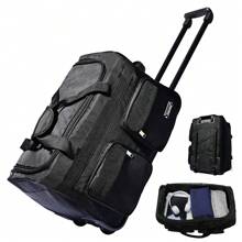 ¡La solución perfecta para decir adiós a los problemas con el equipaje! Bolsas de equipaje con ruedas de varios tamaños, de color negro, portátiles y extraíbles, prácticas y multifuncionales - Negro - Ver 2