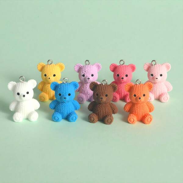 STAREDGE 6pcs Assorted Color Mini Teddy Bear Resin Charms, Jewelry Making Pendant For Bracelet, Necklace, Keychain, Earrings DIY Accessories