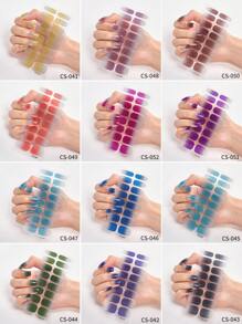 48/96/128/192片装多巴胺美甲贴纸套装，包含粉色、黑色、白色、红色、蓝色、绿色等多种颜色，闪光美甲贴纸，DIY全套美甲贴纸，按压式美甲贴纸，渐变闪光美甲贴纸，持久耐用，适合日常、圣诞节、新年、派对等场合，快速轻松地打造美丽惊艳的美甲造型。（注意：本产品不适用于UV固化） - 彩色 - 查看 16