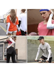 UV Sun Protection Arm Sleeves With Thumb Hole For Men Youth, Cooling Sleeve To Cover Tattoo Sunscreen Compression Arm Sleeve Summer Cooling Cuff For Men Outdoor Running Fishing Sun Protection Cover Sleeves Cover Arms Black Arm Sleeve - Multicolor - View 8