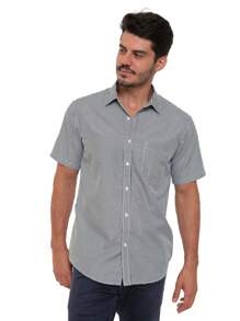 Rand paul Men's Casual Slim Fit Short Sleeve Plaid Shirt With Pockets - màu đen - Xem 7