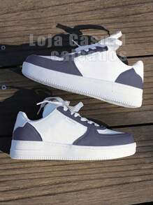 Women's Casual Sneakers, Ideal For The Gym, Flat Sole, Lightweight, Vintage, Retro, Comfortable, Versatile, Casual Fashion Style - 黑與白 - 查看 3