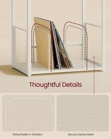 VASAGLE Record Player Stand, 3-Tier Side Table, Vinyl Record Storage Up To 100 Albums, End Table For Living Room, Bedroom - White - View 4