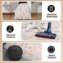 Homore 1pc Area Rug, Washable Faux Wool Throw Rugs For Living Room, 0.3″ Non Slip Low Pile Vintage Boho Carpet For Ding Room,Bedside , Home Office, Bedroomm,Home Decoration,Room Decor,Fall Decor,Halloween Decor - Hồng - Xem 6