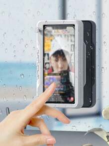 1pc Waterproof Anti-Fog Bathroom Phone Holder, Rotating/Fixed No-Drill Wall-Mount Phone Stand For Shower Video, Fit For Phones 6.5 Inches Or Less, Touch Screen Compatible Bathroom Decor Fall Decor Bathroom Accessories Bathroom Organizer Back To School