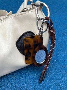 1个创意花朵造型镜子钥匙扣，时尚包包挂饰，可爱别致的吊坠，节日和生日礼物 - 咖啡 - 查看 5