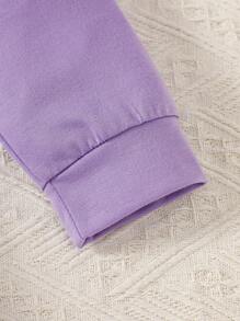 3 件套女童春夏时尚套装：长袖连帽斗篷、字母印花吊带背心和百褶裙，最佳春季返校礼物 - 紫色 - 查看 7