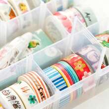 1pc 15-Compartment Washi Tape Organizer,Adjustable Compartment Grid Slot Storage Box,Clear Organizer Container Storage Box With Adjustable Dividers,Removable Clear Jewelry Divider Storage Box,For Art Supplies, Jewelry, Beads, Stationery, Stickers, And Tape,Back To School Supplies