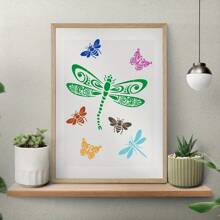 1pc Dragonfly Bee Butterfly Stencil - 11.8 Inch Large Reusable Insect Pattern Drawing Template, Plastic Material For Wall Fabric Canvas Glass Pottery Furniture Home Decor DIY Art Crafts,Back To School,School Supplies - White - View 4