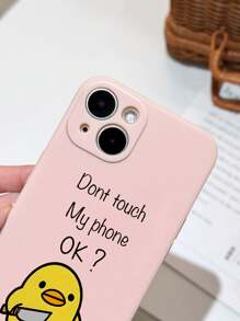 1 件简约可爱卡通黄鸭图案柔软穿孔粉色防滑手机壳适用于 11/12/13/14/15/16 Pro Max 防水防震防摔防刮 - 彩色 - 查看 4