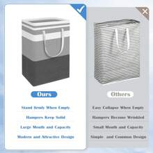 Oaoleer 2pcs Large Laundry Basket, Waterproof, Freestanding Laundry Hamper, Collapsible Tall Clothes Hamper With Extended Handles For Clothes Toys In The Dorm And Family - 3pcs-灰色-75L - 查看 3