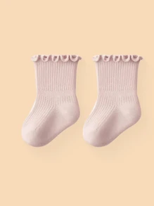 6 件/1 件婴儿褶边袜子，适合新生女孩和男孩日常使用 - 彩色 - 查看 3