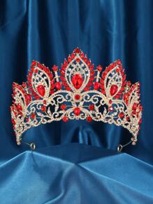 Tiaras de boda altas para novia, coronas de reina grandes con circonita cúbica de grado 5A, diadema de novia de princesa, gran corona de concurso para mujer, accesorio para el cabello con cristales plateados - Multicolor - Ver 14