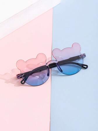 10PCS/1pc 熊形时尚眼镜，非常适合日常佩戴。青少年熊形和花卉时尚眼镜适合夏季，适合日常使用的眼镜盒青少年可爱眼镜