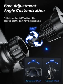 REMAX 15W 车载无线快速充电器；自动夹紧；360° 自由旋转；牢固防震；中控台手机支架；通用导航支架；兼容 iPhone/Android；汽车配件；汽车用品 - 黑色 - 查看 9