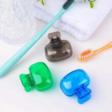 Set de 4 cubiertas protectoras portátiles para cabezales de cepillo de dientes con caja de almacenamiento fácil de abrir/cerrar, protector de cepillo de dientes, accesorio de baño esencial para el hogar y viajes, libre de alcohol